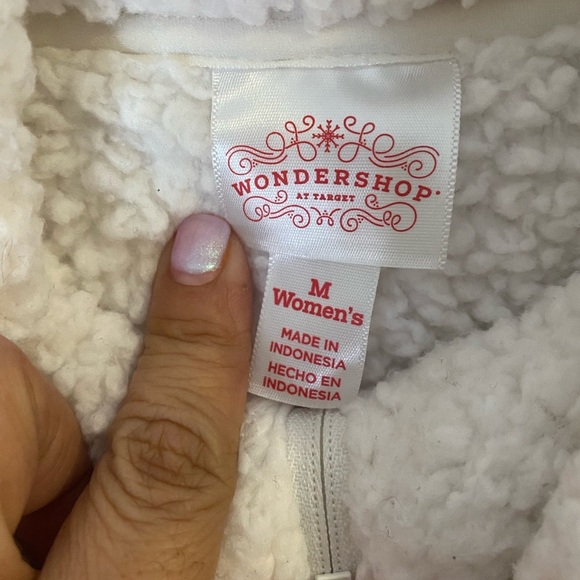 Workshop  women’s Cozy Winter Sherpa Teddy sweater - White size medium - Picture 6 of 9